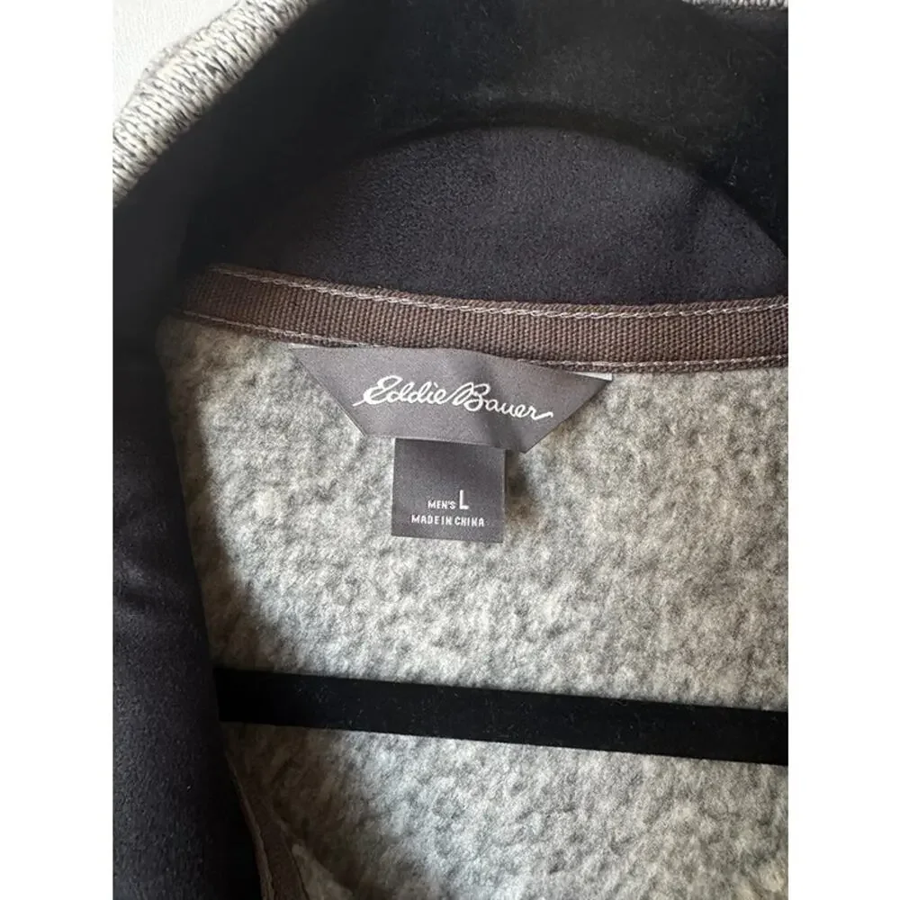 Eddie Bauer‎ Grey Convector Snap Pullover Men's Long Sleeve Fleece NWT (L)
